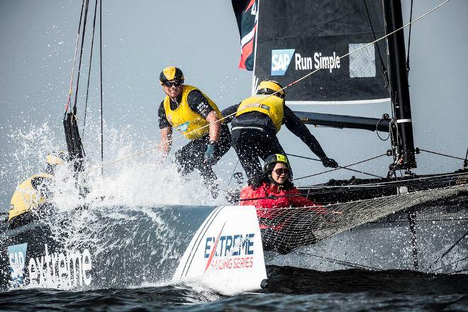 SAP Extreme Sailing Team took two races wins on the second day in Muscat, Oman – Extreme Sailing Series © Lloyd Images http://lloydimagesgallery.photoshelter.com/